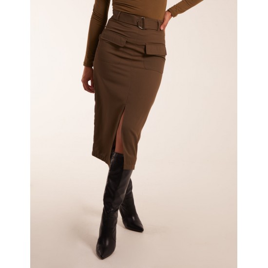 Front Split Midi Utility Skirt Front Split Midi Utility Skirt