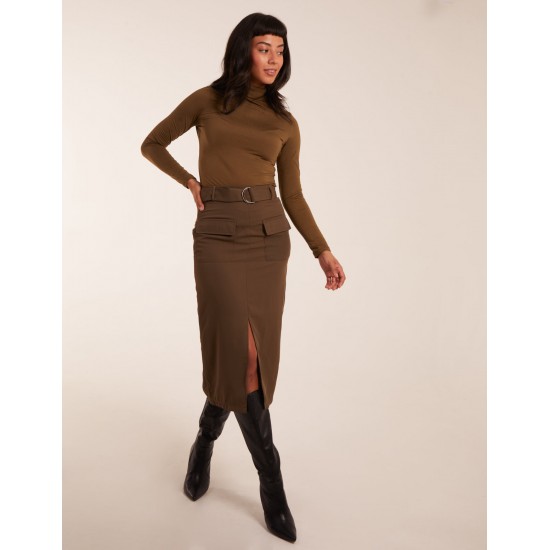 Front Split Midi Utility Skirt Front Split Midi Utility Skirt