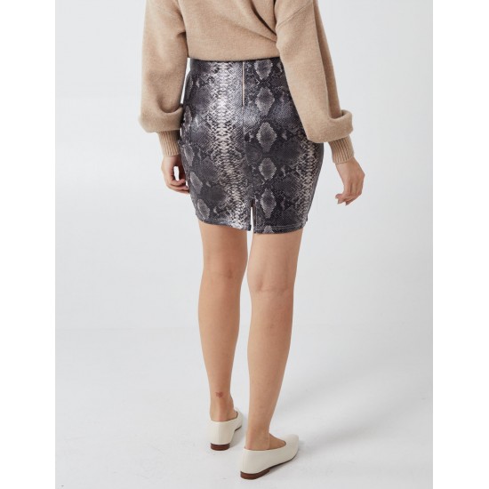 Snake Skin Faux Leather Skirt Snake Skin Faux Leather Skirt