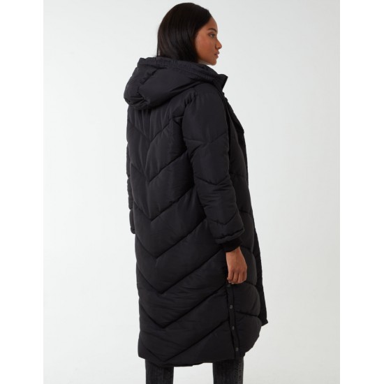 Chevron Midi Quilted Coat Chevron Midi Quilted Coat