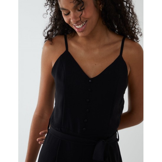 Button Front Strappy Jumpsuit Button Front Strappy Jumpsuit