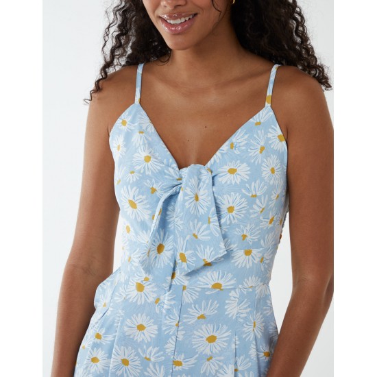 Daisy Print Tie Front Jumpsuit Daisy Print Tie Front Jumpsuit