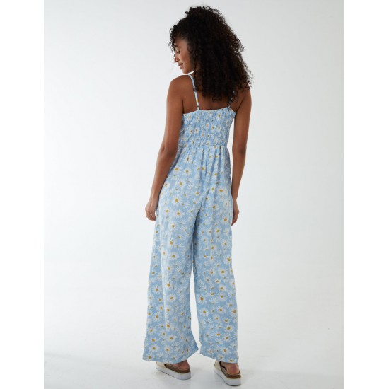 Daisy Print Tie Front Jumpsuit Daisy Print Tie Front Jumpsuit
