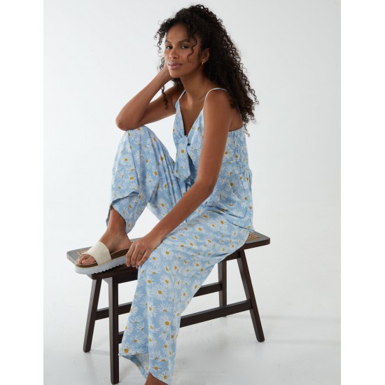Daisy Print Tie Front Jumpsuit Daisy Print Tie Front Jumpsuit