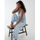 Daisy Print Tie Front Jumpsuit Daisy Print Tie Front Jumpsuit