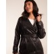 Faux Leather Belted Trench Coat Faux Leather Belted Trench Coat
