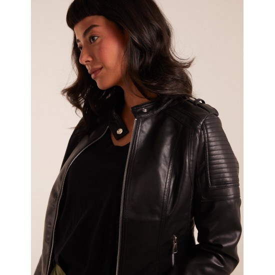 PU Leather Zip Through Biker Jacket PU Leather Zip Through Biker Jacket