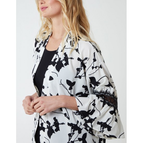 Kimono Top With Laced Sleeve Kimono Top With Laced Sleeve