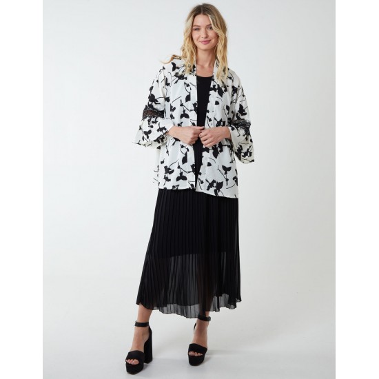 Kimono Top With Laced Sleeve Kimono Top With Laced Sleeve