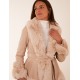 Faux Fur PU Coat With Belt Faux Fur PU Coat With Belt