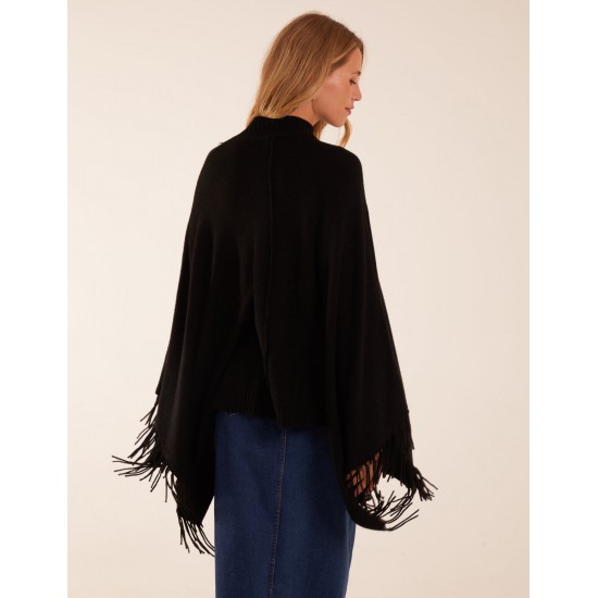 Tassel High Neck Poncho Tassel High Neck Poncho