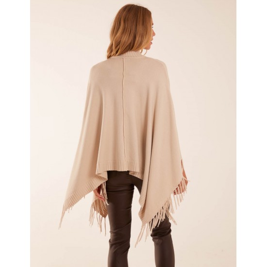 Tassel High Neck Poncho Tassel High Neck Poncho