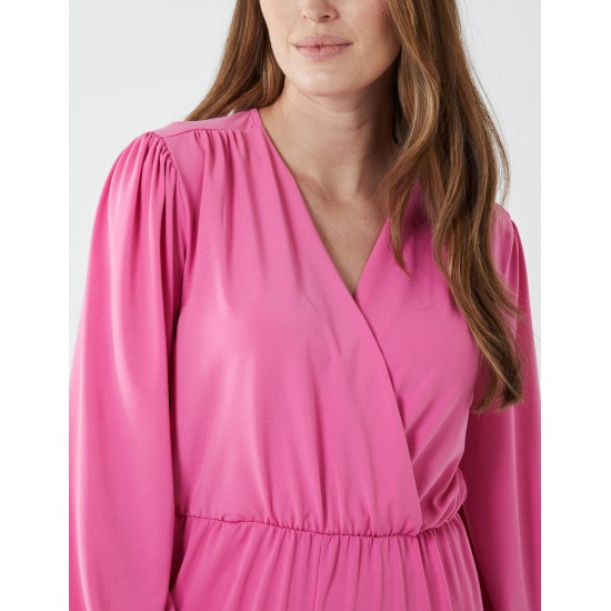 Elasticated Waist Crossover Long Sleeve Jumpsuit Elasticated Waist Crossover Long Sleeve Jumpsuit