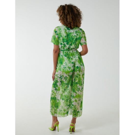 Pleated Wrap Tropical Jumpsuit Pleated Wrap Tropical Jumpsuit