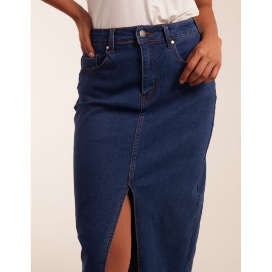 High Rise Denim Midi Skirt High Rise Denim Midi Skirt