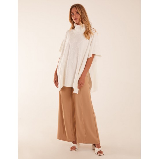 Check High Neck Poncho Check High Neck Poncho