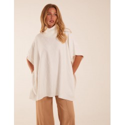 Check High Neck Poncho