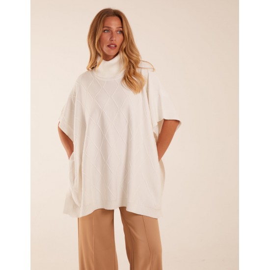 Check High Neck Poncho Check High Neck Poncho