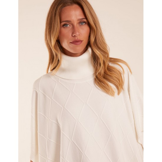 Check High Neck Poncho Check High Neck Poncho