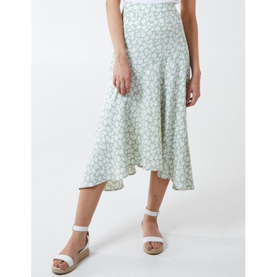 Floral Print Asymmetric Midi Skirt Floral Print Asymmetric Midi Skirt