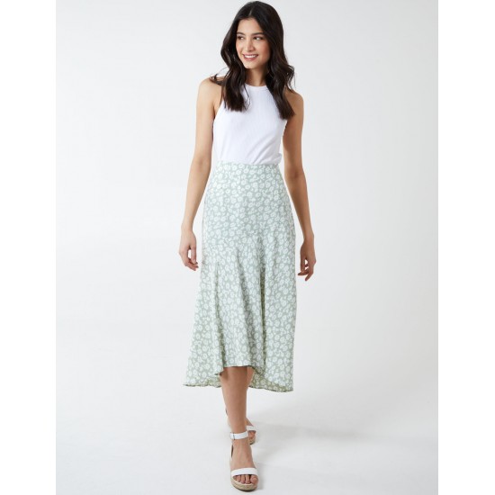 Floral Print Asymmetric Midi Skirt Floral Print Asymmetric Midi Skirt
