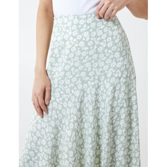Floral Print Asymmetric Midi Skirt Floral Print Asymmetric Midi Skirt