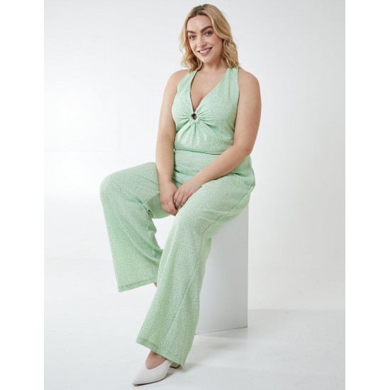 Curve Halter Neck Culotte Green Jumpsuit Curve Halter Neck Culotte Green Jumpsuit