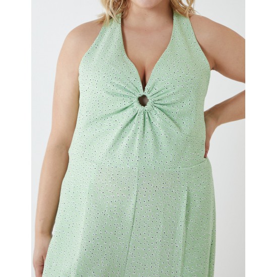 Curve Halter Neck Culotte Green Jumpsuit Curve Halter Neck Culotte Green Jumpsuit