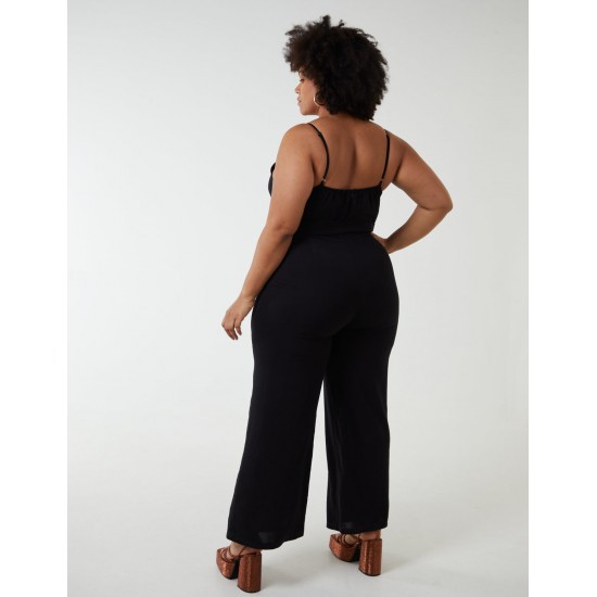 Curve Button Front Strappy Jumpsuit Curve Button Front Strappy Jumpsuit