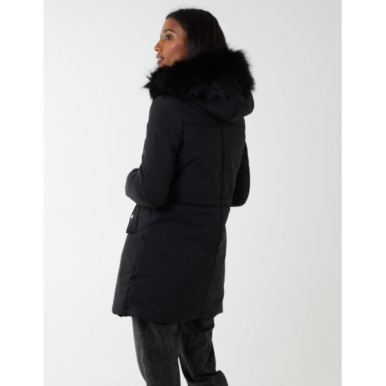 Black Reversible Faux Fur & Trench Jacket Black Reversible Faux Fur & Trench Jacket