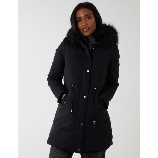 Black Reversible Faux Fur & Trench Jacket Black Reversible Faux Fur & Trench Jacket