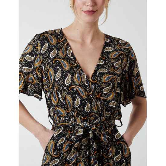 Paisley Floral Tie Waist Jumpsuit Paisley Floral Tie Waist Jumpsuit