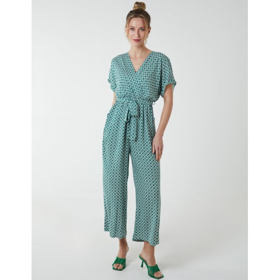 Geometric Gold Detail Cross Over Jumpsuit Geometric Gold Detail Cross Over Jumpsuit