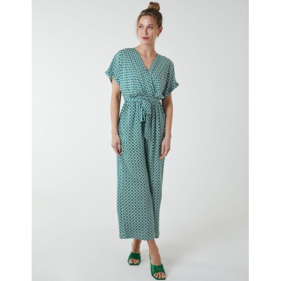 Geometric Gold Detail Cross Over Jumpsuit Geometric Gold Detail Cross Over Jumpsuit