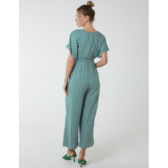 Geometric Gold Detail Cross Over Jumpsuit Geometric Gold Detail Cross Over Jumpsuit