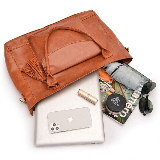15 inch Brown Leather Tote 15 inch Brown Leather Tote